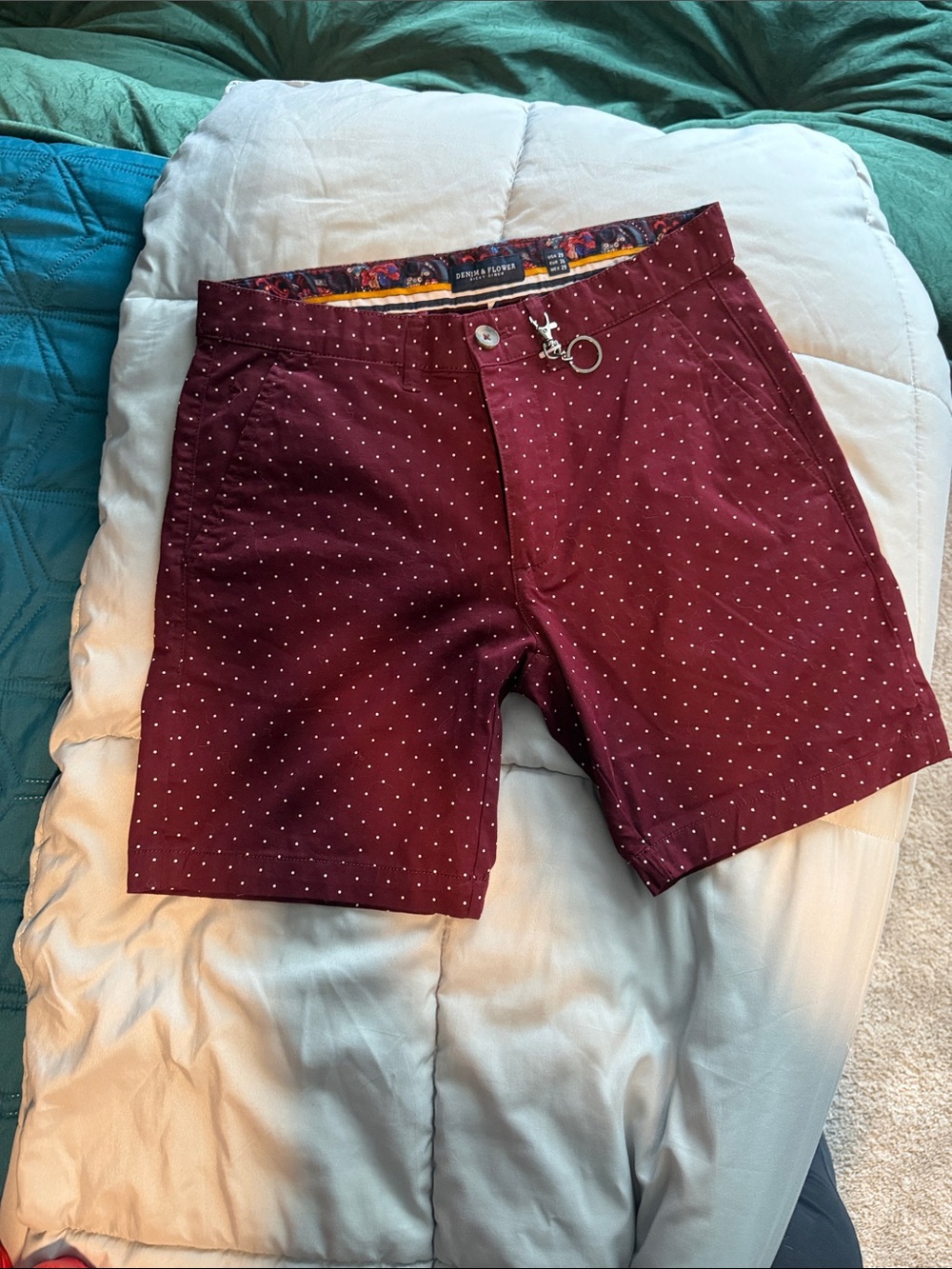 Denim & Flower Burgundy Polka Dot Shorts